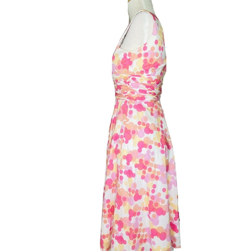 NEW Maggy London Dress Size 2 Pink Sleeveless Polka Dot A-Line Lined V neck - Picture 6 of 8